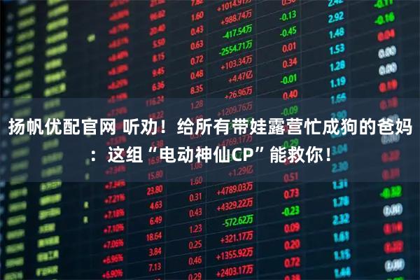 扬帆优配官网 听劝！给所有带娃露营忙成狗的爸妈：这组“电动神仙CP”能救你！